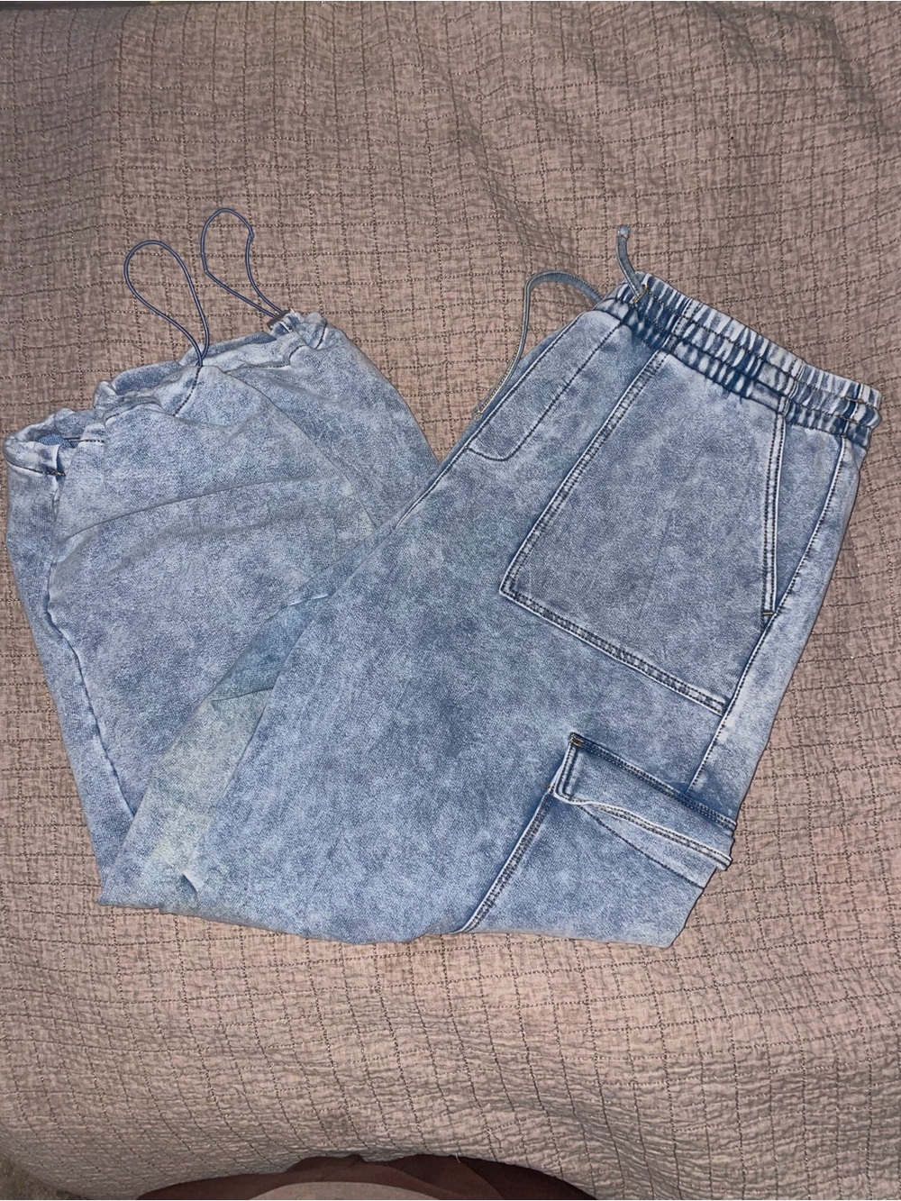 Vanilla Star Light Blue Acid-Wash Wide Leg Jumpsuit Pants